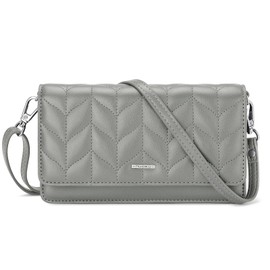 Crossbody Bag for Women Cellphone Little Purse with Credit Card Slots Leather Wristlet Women's Wallets, M Size Grey
