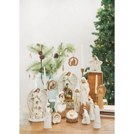 C&F Home Traditional Christmas Nativity Set Christ With Leaves, Set Of 6 3.62" x 2.17" x 7.56" White