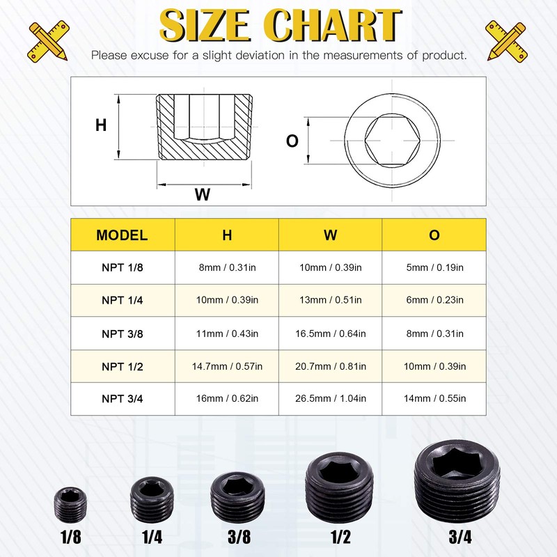 Mardatt 20 Pieces 1.9 cm NPT Plug Pipe Plug Fitting