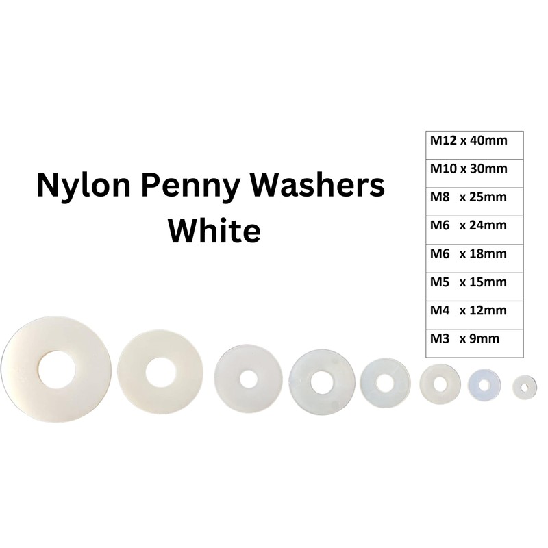 Nylon White Penny Washers Plastic Repair Washer M3 M4 M5