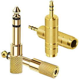Mepsies 6.35mm to 3.5mm TRS Stereo Headphone Adapter 4 Pack, Stereo Audio Jack Adapter for Aux Cable Amplifier Headphone