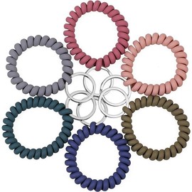 Timotech Set de 6 Pulseras para Llaves, Llavero de muñeca flexible, Pulsera Espiral de Resorte y Elástica, Llavero de Pulsera Espiral para Llaves, Gimnasio, Sauna, Piscina, Deportes y Credencial