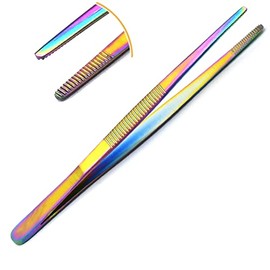 Laja Imports Multi Titanium Rainbow Color Thumb Dressing Forceps Tweezer Serrated for Educational Use