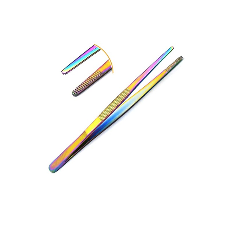Laja Imports Multi Titanium Rainbow Color Thumb Dressing Forceps Tweezer