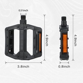 Bicycle Pedals,Mountain Bike Pedals,Bike Pedals,Bicycle Pedals with Reflectors,9/16-inch Bearing Platform Pedals for Most Adult BMX, MTB, Racing Bikes