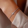 Rumgey Silver Sideways Cross Bracelets for Women Adjustable Stainless Steel