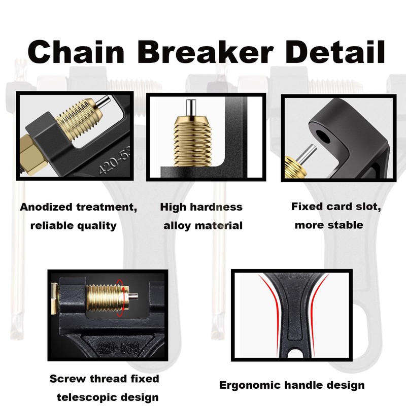 Chain Breaker #420-530, Heavy Duty Chain Breaker Riveting Tool, Chain