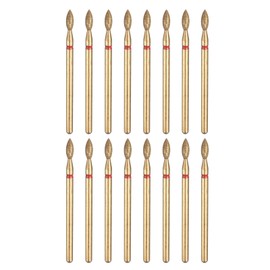 sourcing map 16pcs 200-230 Grits Diamond Grinding Bit 2.6mm Oval Head 2.35mm Shank 7mm Length Titanium Plated Stone Sanding Drill Bits Rotary Tool for Nails Grinding Polishing