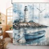 Dizifinn Nautical Coastal Beach Shower Curtain Decor, Ocean Lighthouse Seasides