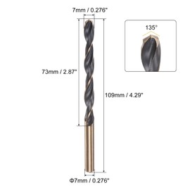 sourcing map 2pcs Jobber Drill Bits 7mm (0.276") Black Nitride & Gold Titanium Coated M2 High Speed Steel (HSS) Twist Drill Bits for Stainless Steel Aluminum Alloy Metal