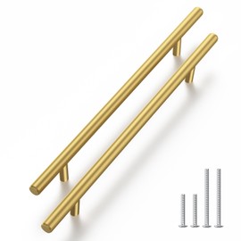 Haliwu 10 Pack Cabinet Handles Brass Gold Cabinet Pulls 7-1/2 Inch Hole Center Drawer Pulls Modern Bar Dresser Handles for Bathroom Kitchen Bedroom