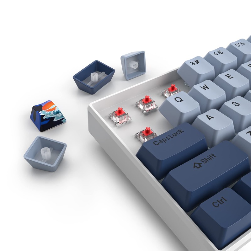 Owpkeenthy 65 Percent Mechanical Gaming Keyboard Hammerhead Shark with Red