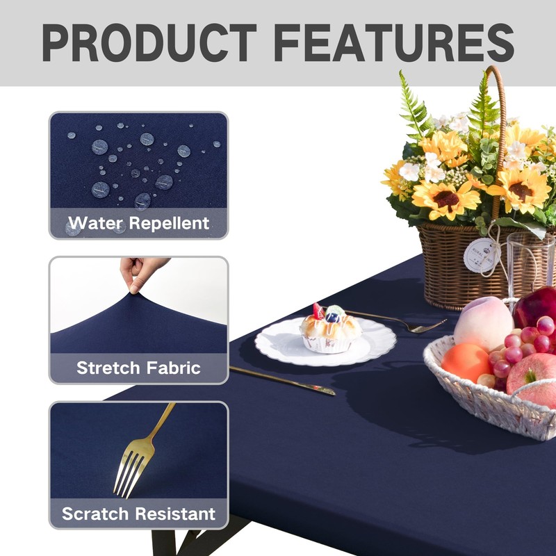 Nacuci Square Fitted Table Cover Elastic Tablecloth Stretch Spandex Table
