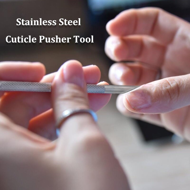 2 Pcs Stainless Steel Cuticle Pusher Tool Non Slip Double