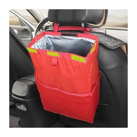 8sanlione Car Trash Can with Storage Pockets, Foldable Hanging Large Capacity Garbage Bin, Leak-Proof Waterproof Trash Bin, Multipurpose Organizer Car Accessories for Truck SUV Home Office