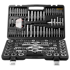 Anfrere 116 Piece Tap and Die Set, SAE and Metric Tap and Die Wrench Set, Professional Threading Tools for Cutting Male and Female Threads, with Storage Case