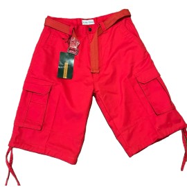 Lime Tree Red Belted Cargo Flap Pockets Drawstring Hem Men Shorts New Sz 34
