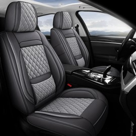 BABYBLU Leather Car Seat Covers,2 Pcs Universal Front Seat Covers for Cars Breathable and Waterproof,Automotive Seat Covers Fit for Most Cars SUV Pick-up Truck