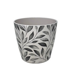 7 Inch Self-Watering Bamboo Planter (Gray Leaves)