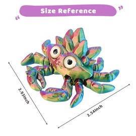 3D Printed Animal Crab Toy, Articulated Crystal Crab Fidget Toys, Home Office Decor Executive Desk Toys for Kids Adults Autism, Sensory Toys for Basket Sock Stuffers (Colorful No. 1)