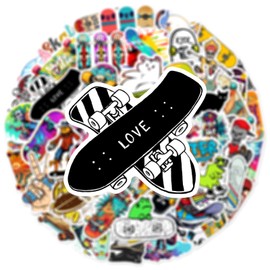 50 PCS Skateboard Stickers Cool Waterproof Stickers for Laptop Water Bottle Suitcase Phone, Skateboarding Stickers Decal for Teens Boys Adults Party Favors for Water Bottles (Skateboarding)