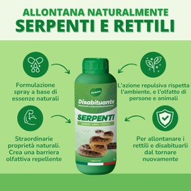 Gardemia Disabituante Anti Serpenti Granulare 1L Sgradito Azione Naturale Barriera Olfattiva a Vipere Bisce Rettili Giardino Dissuasore Vegetale Alternativa Eco a Repellente Ultrasuoni Veleno Trappole
