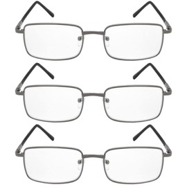 V.W.E. Simple Basic Metal Reading Glasses - 3 Pairs Spring Hinge Lightweight Unisex Readers (3 Gunmetal, 2.75, multiplier_x)