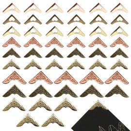 180Pcs Metal Book Corner Protector, 3 Colors Iron Guard Edge Cover for Decoration, Vintage Metal Book Corner Triangle Carved Decorative Triangle Photo Corners for Scrapbooks Notebook Album