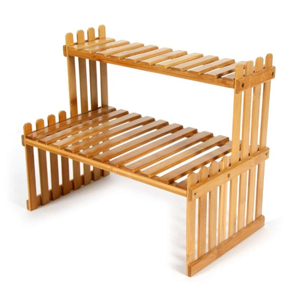 Lawei 2 Tier Table Top Bamboo Plant Stand - Desktop