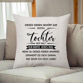 Daughter Gifts, Daughter Gifts from Mum Dad, Daughter Decorative Cushion Gifts for Daughter Birthday Wedding Christmas Long Distance Gifts Square Cushion Waist Cushion Cover (Daughter)