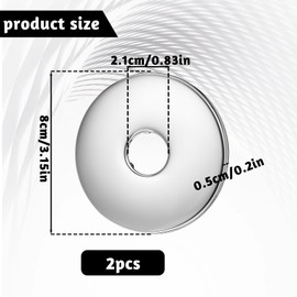 2 Pack Large Shower Arm Flange, 3.15Inch Round Replacement Escutcheon Plate, Silver Stainless Steel Shower Flange Cover, Suitable for Most Brands Shower Head Arms (Inner Dia: 0.84in)