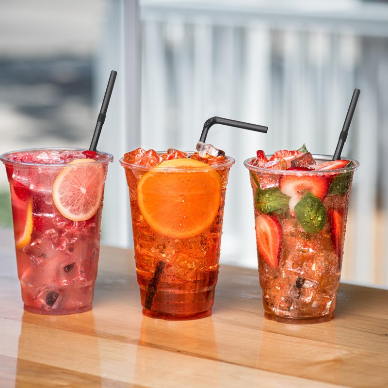 500 Pcs Plastic Straws,8 Inch Disposable Flexible Bendable Drinking Straws,Black