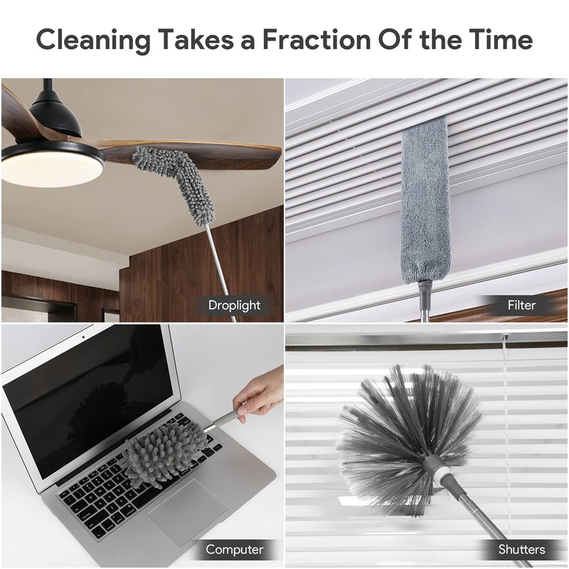 DELUX Microfiber Feather Duster,7 PCS Reusable Bendable Washable Cobweb Duster