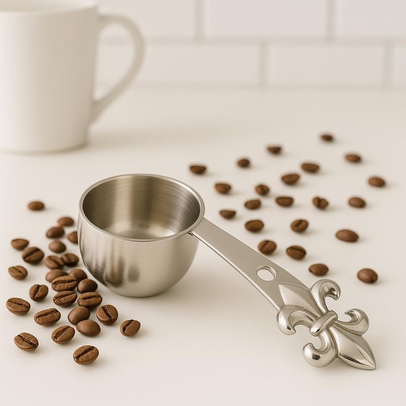 Nickel Fleur de Lis Coffee Scooper. Tea Scoop - Set