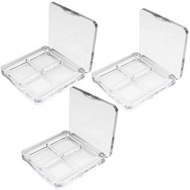 luzen 3Pcs Empty Eyeshadow Palette Box Clear Plastic DIY Refillable 4 Grids Makeup Eyeshadow Powder Blush Lipstick Containers Square Small Case for Women Daily and Travel Use