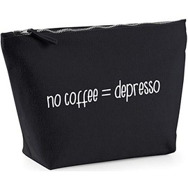 Hippowarehouse No Coffee = Depresso printed make up cosmetic wash bag 18x19x9cm