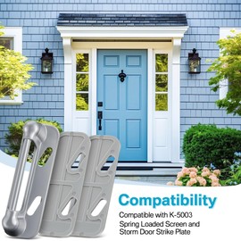 Enhon 3 Pack Screen Door Spring Strike Plate, Compatible with K 5003 Spring Loaded Screen and Storm Door Hardware Kit, Aluminum Painted, Applied for Most Rigid Interior Latch Systems (Silver)