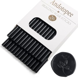 Black Wax Seal Sticks 26pcs, Andotopee Glue Gun Wax Seal Sticks for Wax Seal Stamp, Premium Sealing Wax for Envelope Letter Seal Wedding Invation Craft Adhesive, Great Gift Ideas (Mini Size)