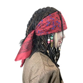 Exact WIG w/Bandana Dreadlock And Hair Beads Stick DLX Jack Sparrow Costume
