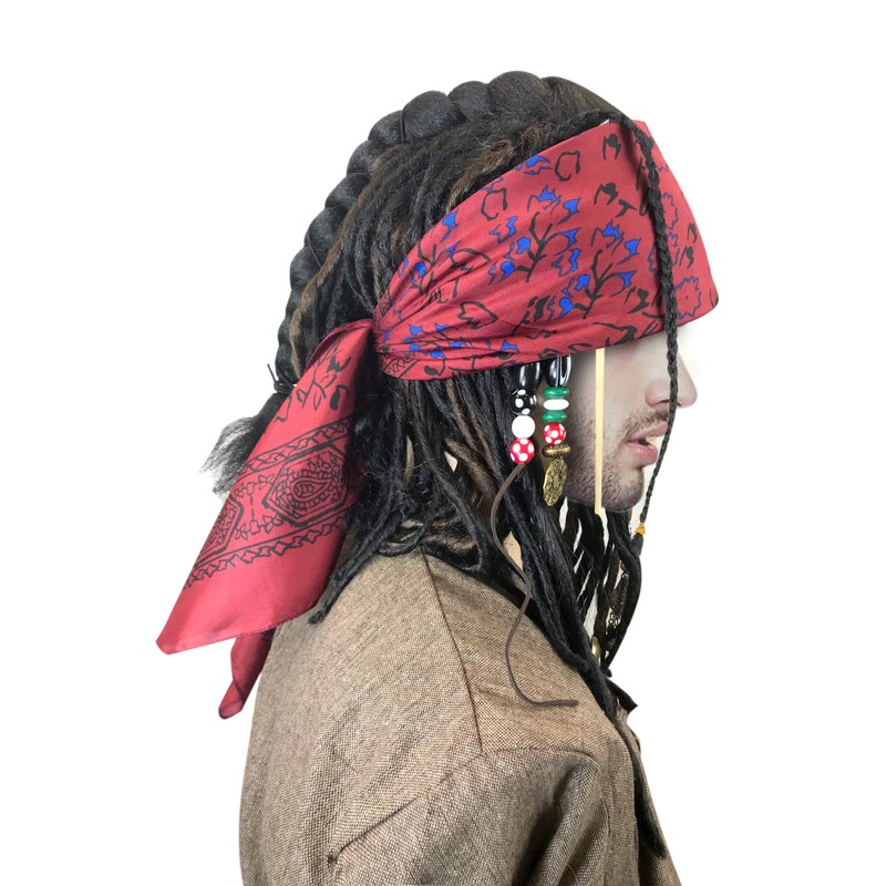 Exact WIG w/Bandana Dreadlock And Hair Beads Stick DLX Jack