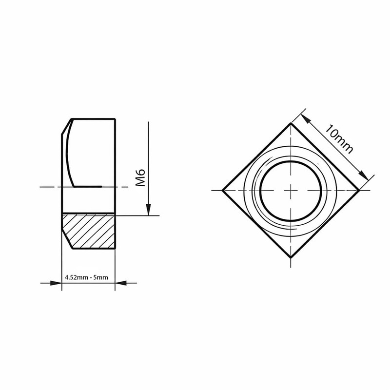 M12 (12mm) (Pack of 10) Square Nuts to Fit Metric