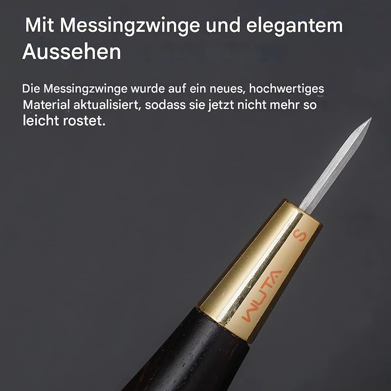 WUTA Leather awl, ebony blackwood & brass awl sewing, leather