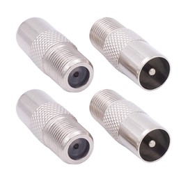 Fancasee (4 Pack 75 Ohm F Type Female to PAL Male Plug Jack Adapter Barrel Connector Coupler Converter for TV Satellite FM Coax Coaxial Cable Antenna