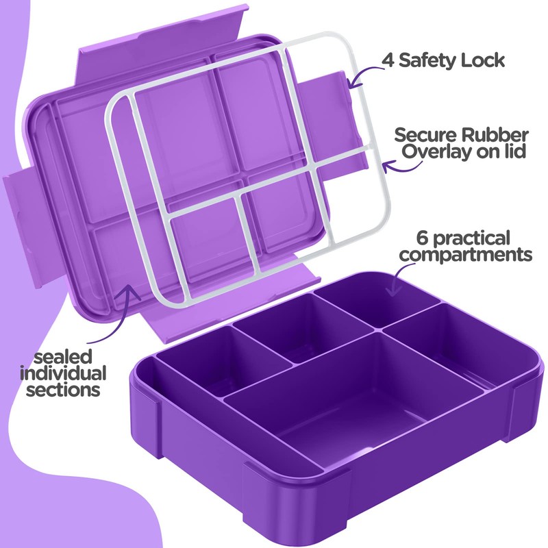 WayEee Bento Lunch Box 1330ml Lunch Box Kids Leak-Proof Lunch