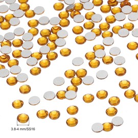 PATIKIL SS16/1440Pcs Glass Diamante Rhinestone, Crystal Glass Flat Back Rhinestones Round Crystal Man Made Gems Diamond Decor for Nail Art Craft Clothes DIY Makeup, Gold Yellow