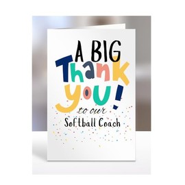 Thank you Softball Coach card, Thanks, Thankyou, Gifts for men, women, presents for Christmas, female, male, A5-152_111