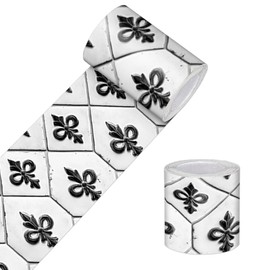 HOMETITUTE Wallpaper Border Peel and Stick Decorative Wall Trim Self Adhesive Vintage Tile Accent Strip for Kitchen Bathroom Entryway Dining Room Mirror Frame Shelf Edge 4x196 Inch Black White Design