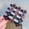 8 Pcs Satin Fabric Hair Bands, Clover Rhinestone Hair Clips,