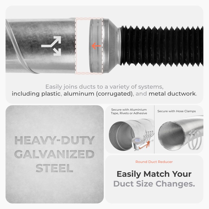 HVAC OV 10" to 4" Inch Round Duct Reducer -