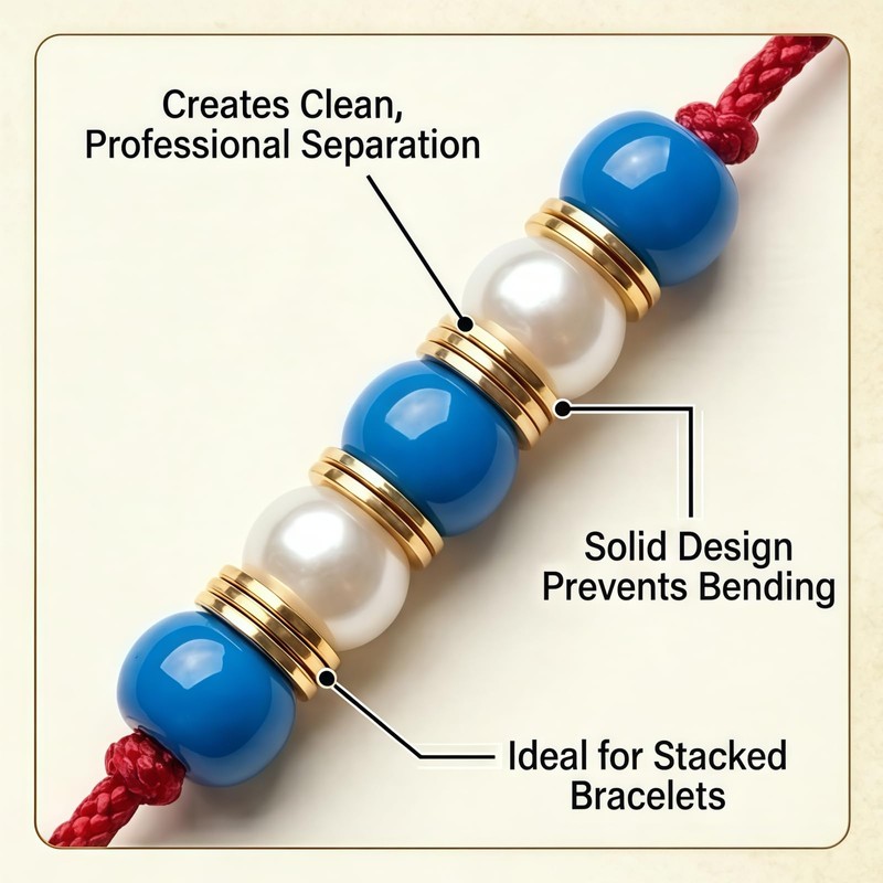 100PCS Round Wheel Spacer Beads, Gold Flat Disc Metal Beads,